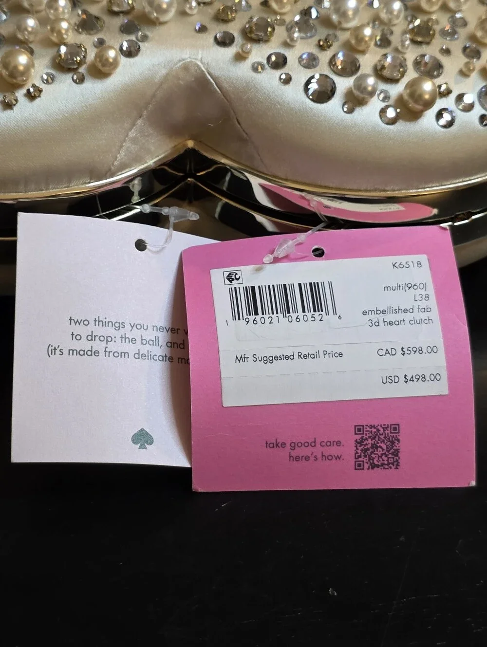 Kate spade Pearl and Crystal Heart clutch  - Ivory Pearl